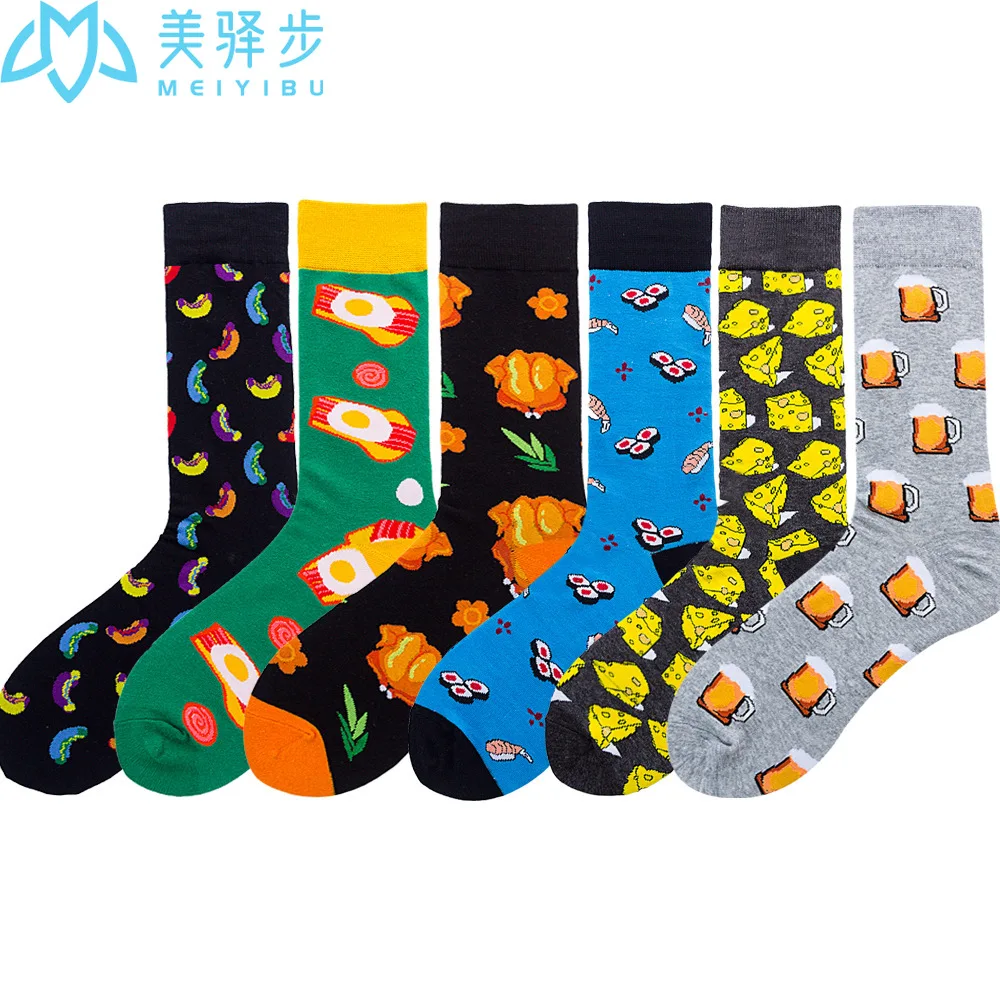 10 Pairs Per Set Fashion Autumn New Beer Tube Socks Food Diamond Animal Funny Socks Fruit Cotton Skateboard Socks Factory