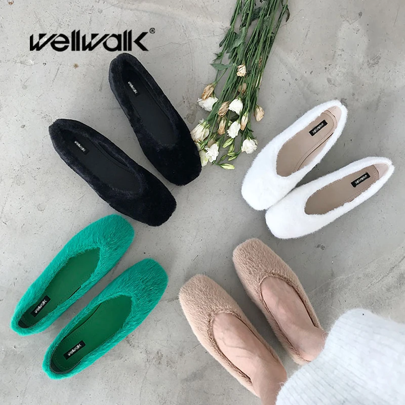 Женские балетки на плоской подошве обувь меху из овечьей кожи Пушистый пушистый