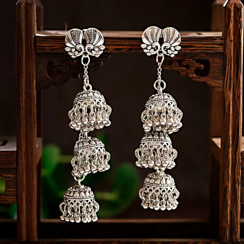 Винтаж Индийский Болливуд кундан Павлин Jhumka Jhumki Висячие серьги для женщин