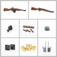 compatible military accessories blocks ww2 army soldier weapons box pack bullet radio armor mask bricks figure parts model toys