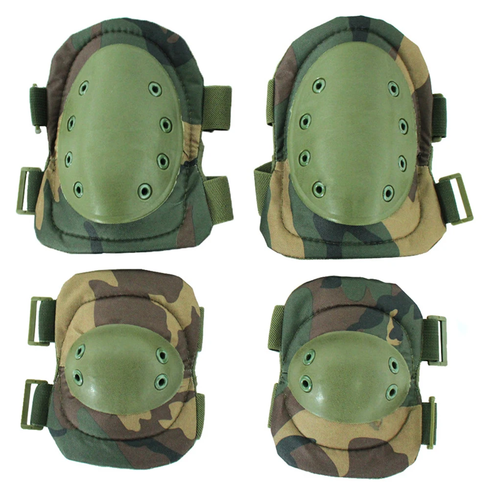 4pcs Outdoor Sports Adult Protective Pad Set Anti Collision Adjustable Straps Soft Shell Hiking Knee Elbow Mountaineering| |