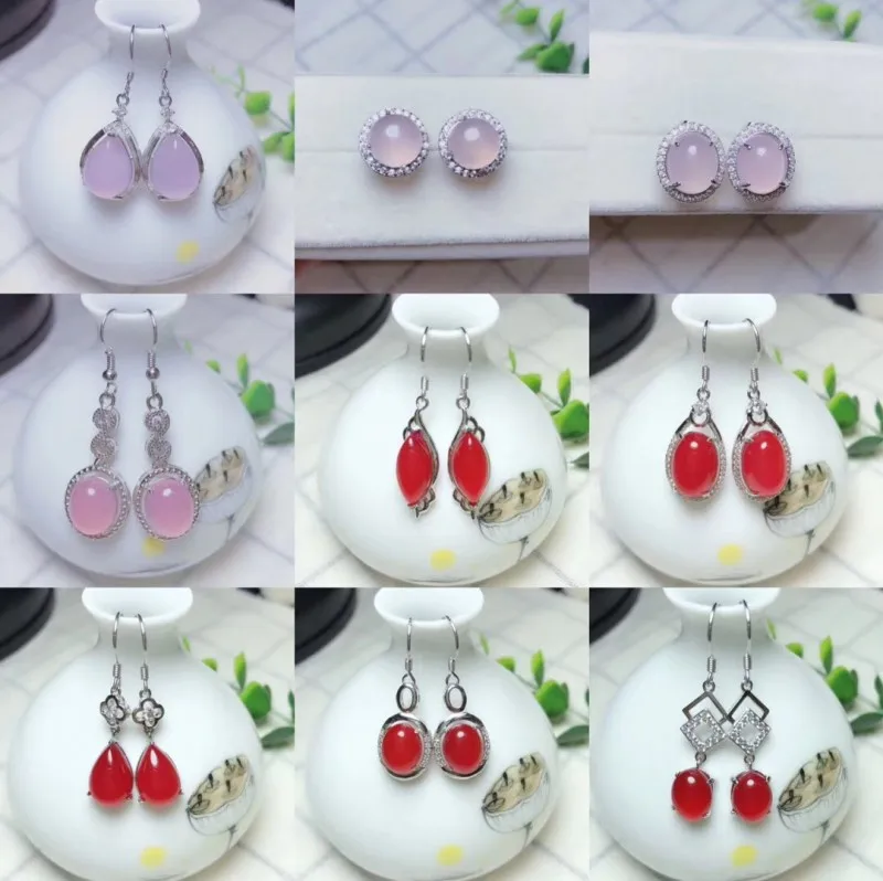 Jade myelin серьги женские зеленые нефритовые желтые розовые синие и белые простые и благородные модные 925 серебряные инкрустированные нефритовые - Цвет камня: E