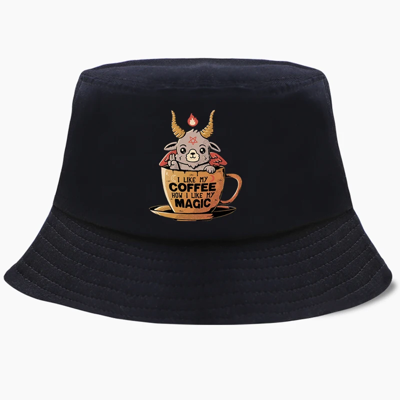 Черный кофе милый сатана падшие ангелы Рыбацкая шляпа рыболовная Кепка Ведро