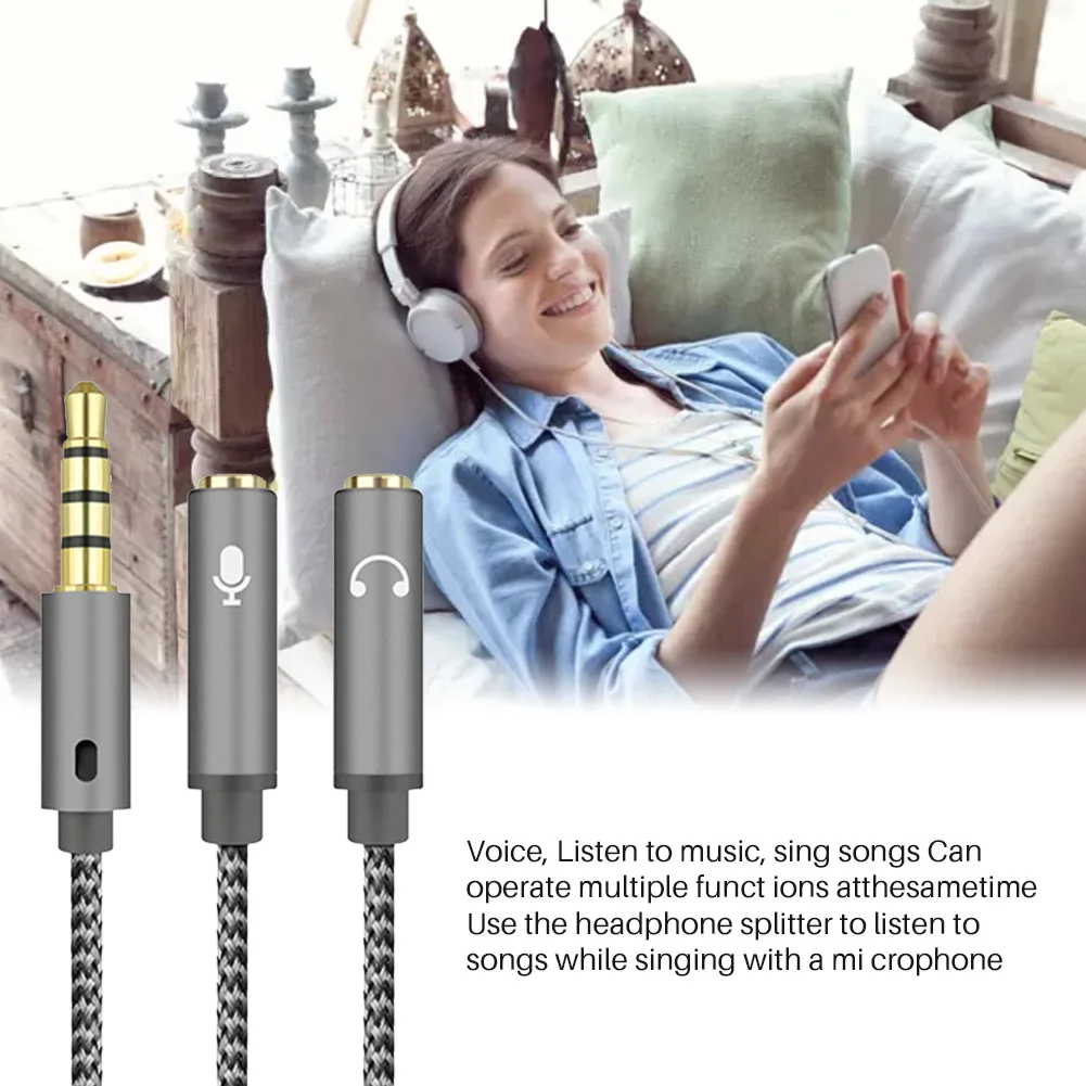 3.5mm Audio Splitter Cable for Computer Jack 1 Male to 2 Female Mic Y AUX Headset Adapter | Компьютеры и офис