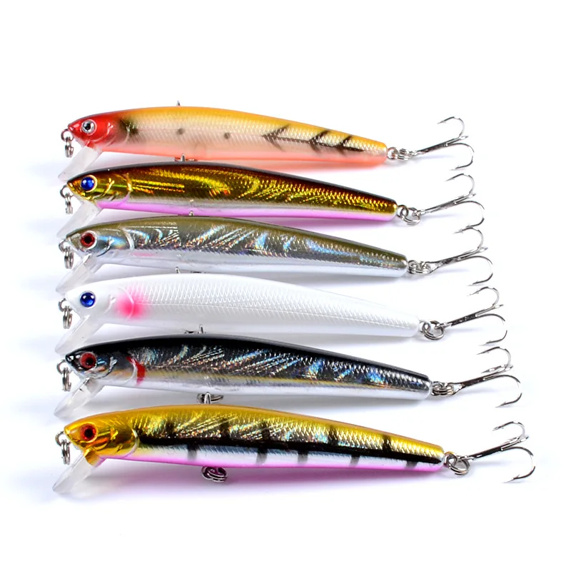 

9.6cm/9.8g hot fishing lure minnow quality professional bait swim bait jointed bait equipped black or white hook