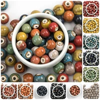 1012 40pcs round ceramic beads handmade porcelain diy hole beads for jewelry making 10mm 12mm a311b