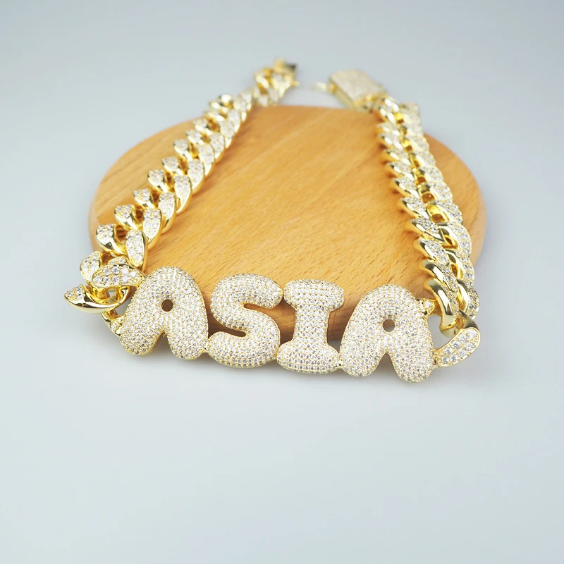 Золотое и Серебряное двухцветное ожерелье в стиле хип хоп с монограммой под