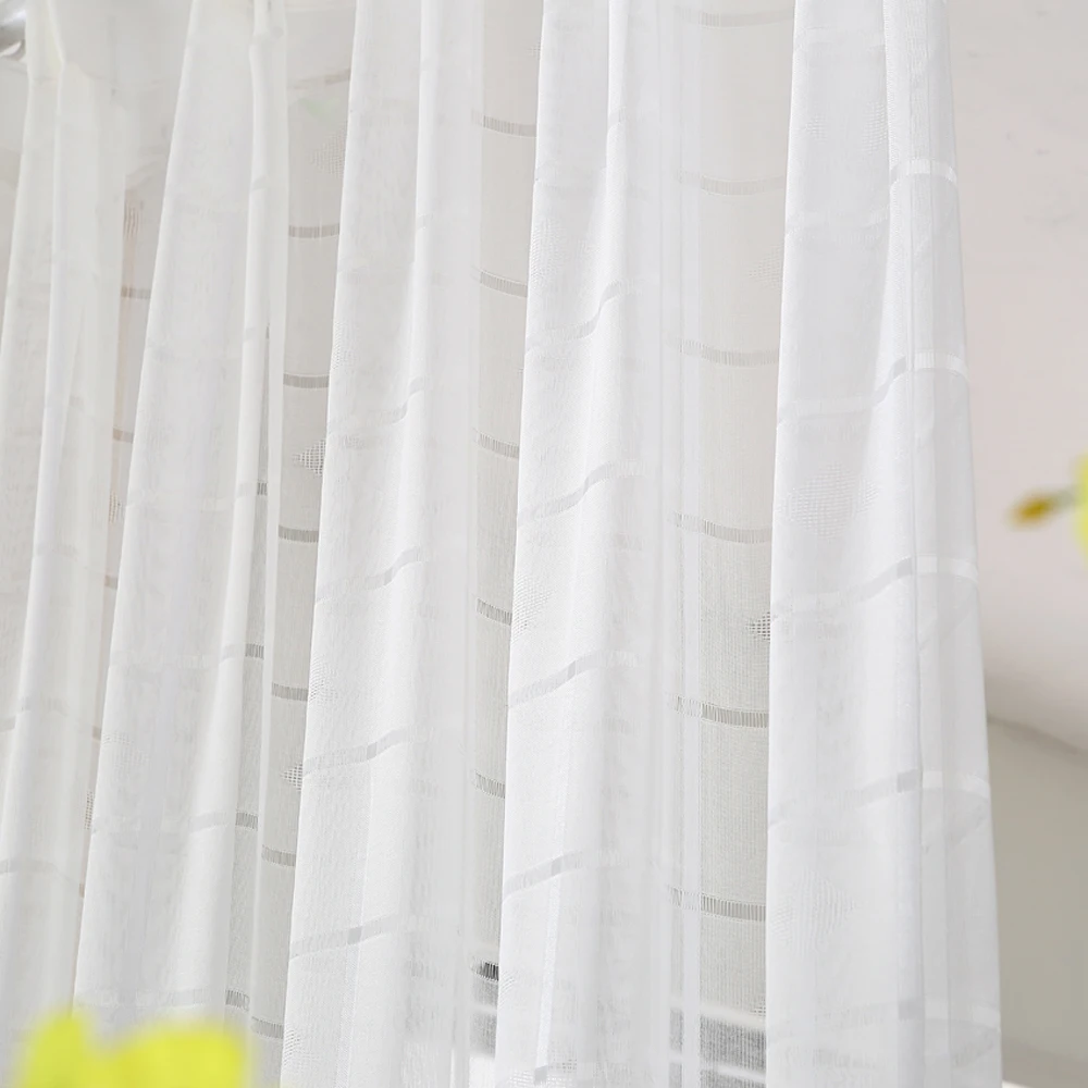 Прозрачная белая окна Экран для Гостиная плед сетчатая занавеска балкона Тюль