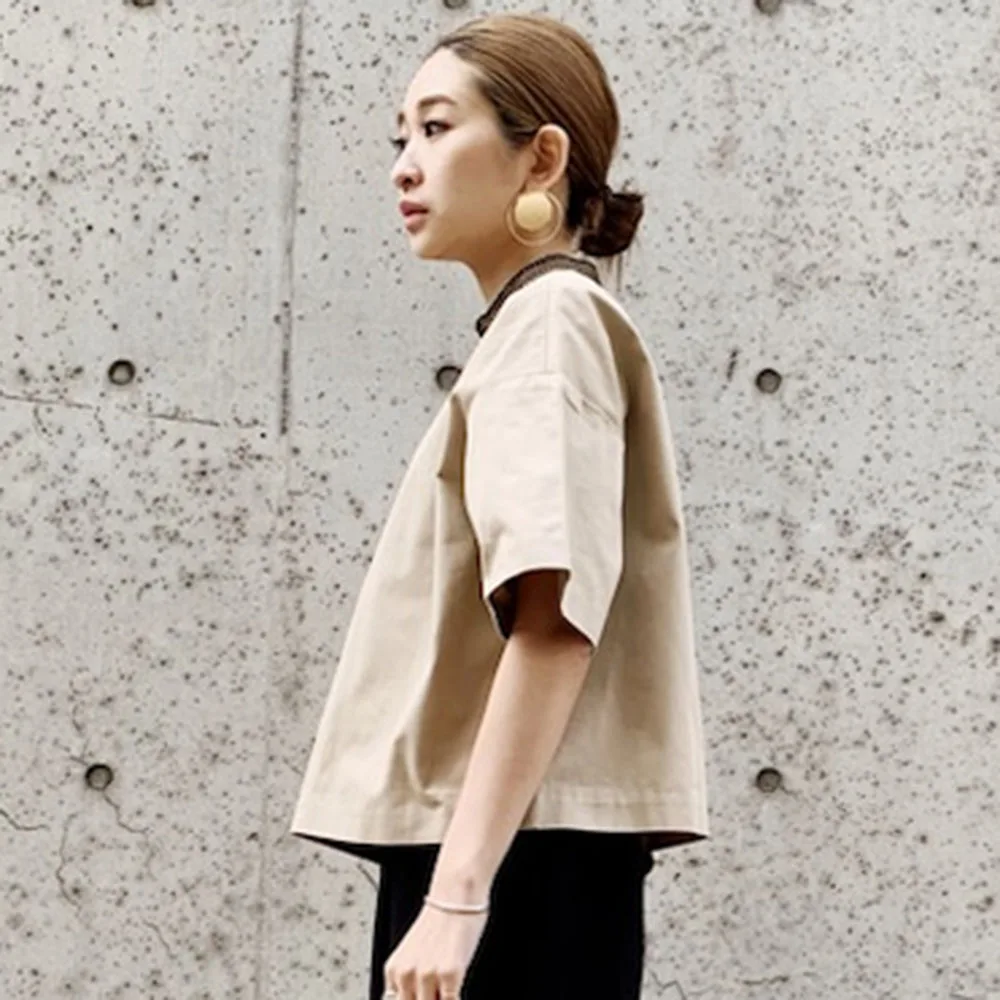 Футболка женская с коротким рукавом Повседневная Свободная рубашка воротником