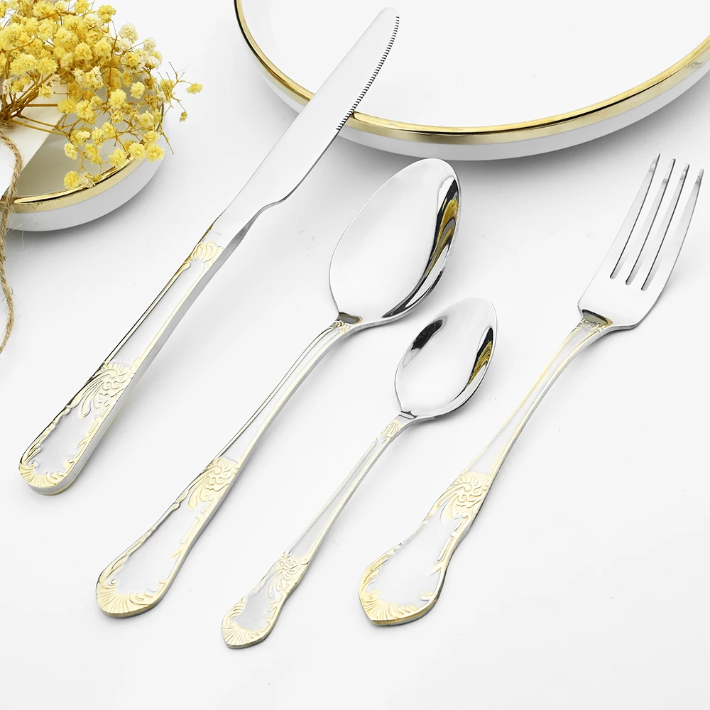 

Столовая посуда винтажная 304 вилка столовая ложка ножи из нержавеющей стали стандартная столовая посуда набор кухонная посуда подарок Прям...