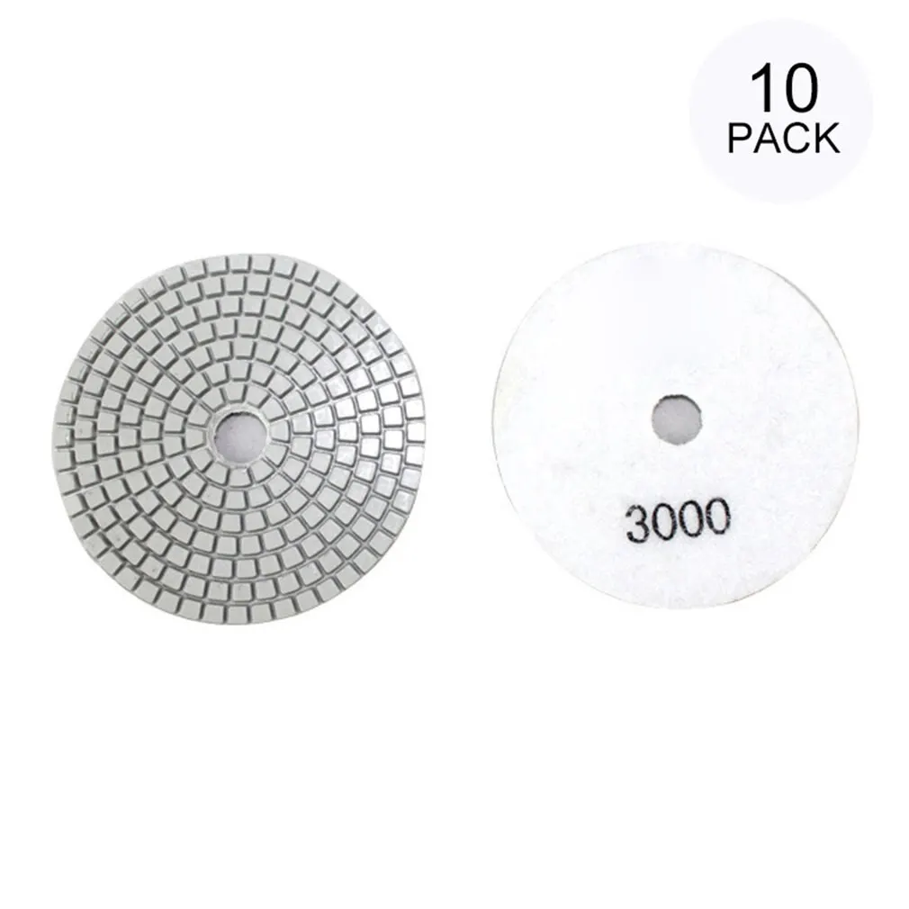 

10pcs Diamond Polishing Pads Kit 4 inch 100mm Wet/Dry for Granite Stone Concrete Marble Polishing Use Grinding Discs Set