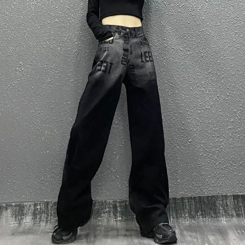 

Gothic Streetwear Women Jeans Harajuku Vintage High Waist Denim Pants Women Loose Trousers Female Baggy Jeans for Women