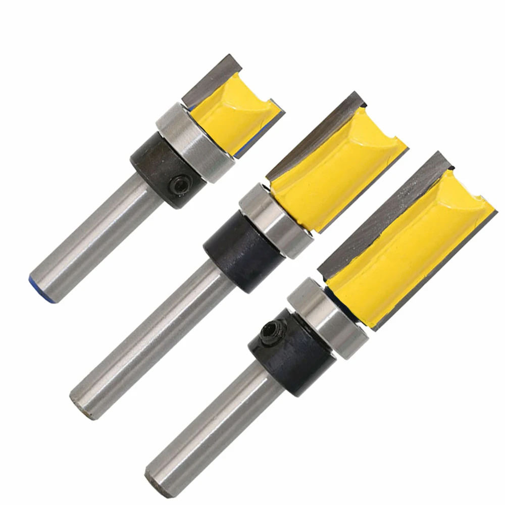 

4pcs 1/4 Inch Shank Straight Flush Trim Router Bit Set with Bearing Milling Cutters for Wood Woodworking CNC Machine Tools