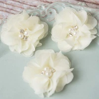 50pcs ivory mini chiffon flower cream petite flower craft supply fabric flowers headband supplies