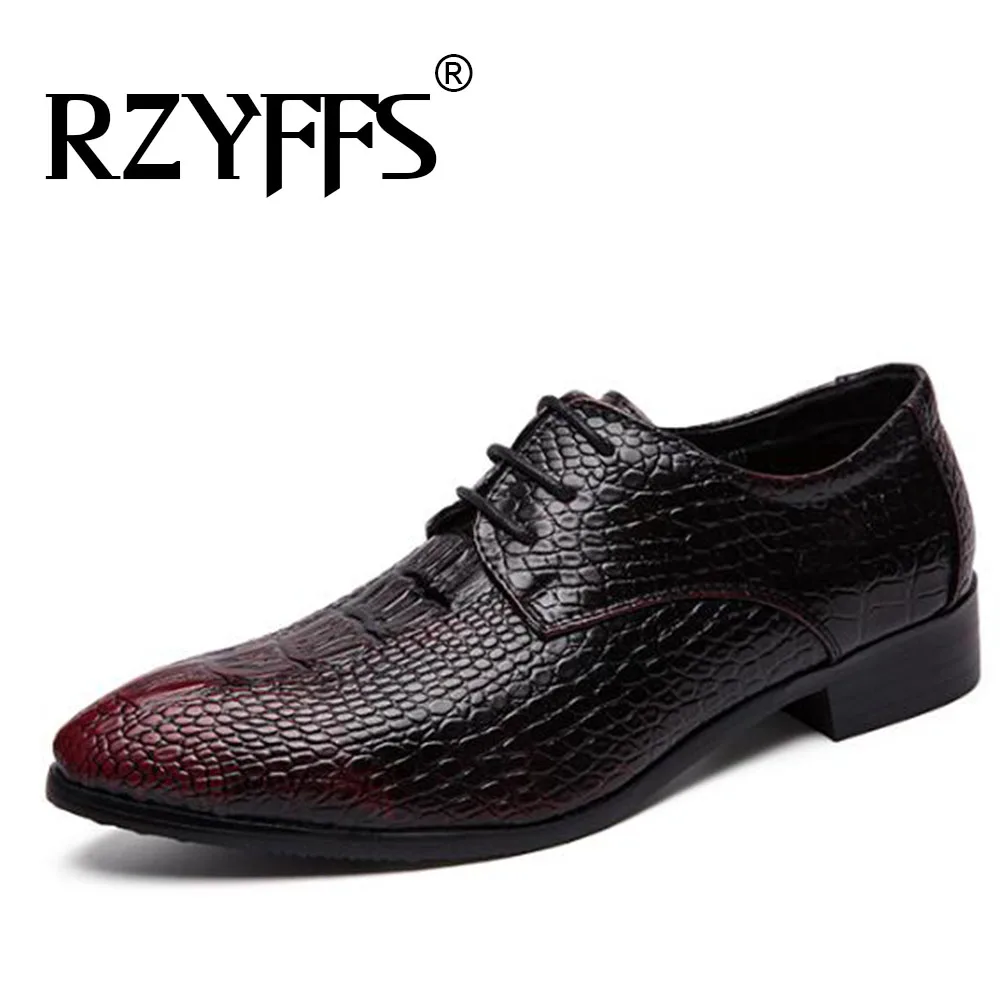 Для мужчин обувь с перфорацией типа «броги»; обувь в деловом стиле; офисные социальных дизайнерские свадебные туфли мужские с узором «крокодиловая кожа» Мужские модельные туфли слипоны Мокасины мужские туфли A53-9595