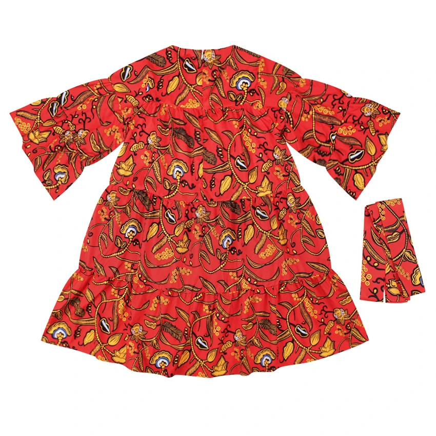 Африканская одежда женское платье пояс Дашики цветочный принт лето половина