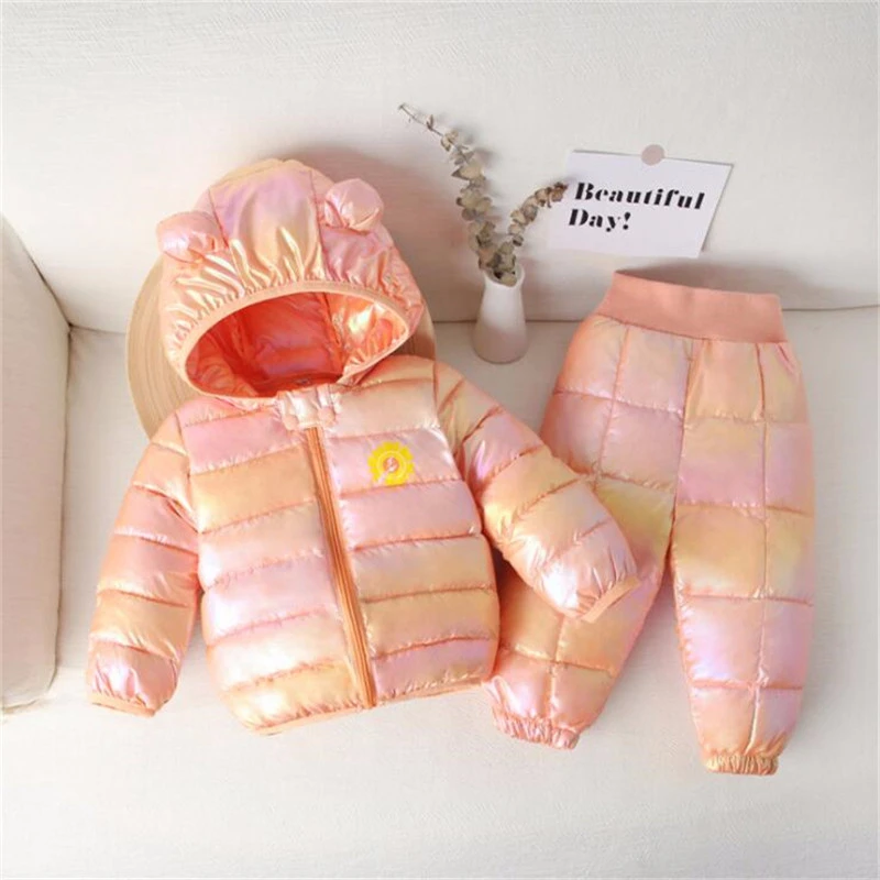 

Children's Winter Clothes Set Autumn 2021 New Baby Girls Boys Warm Soft Down-Cotton Jacket Coat+Pant Outffits Suit