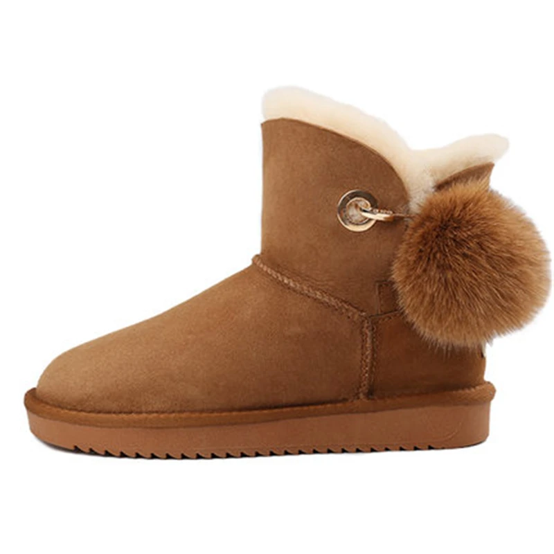 G & Zaco Роскошные брендовые ботинки из овечьей кожи с меховым помпоном на плоской