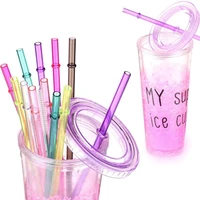 drinking straw 25 pieces reusable plastic rietjes bpa free rainbow coloured replacement hard pp drinks power tuimers
