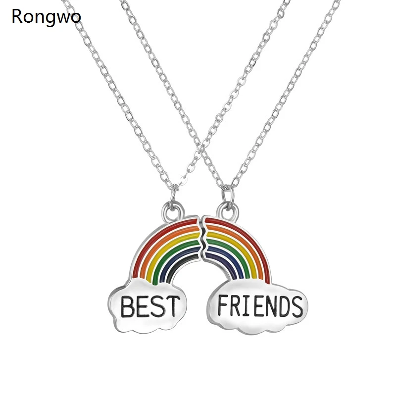 

BFF Best Friend Rainbow Two Necklaces Zinc Alloy Lettering Clouds Cute Pendant Necklaces For Friends Friendship Jewelry Gifts