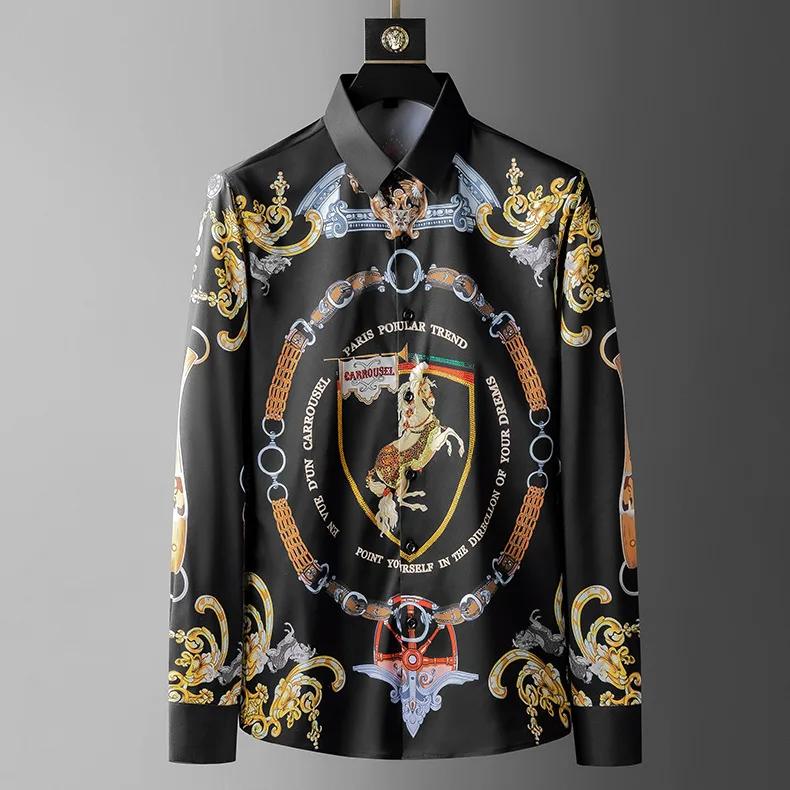 

Рубашка мужская, с принтом лошади, с длинным рукавом