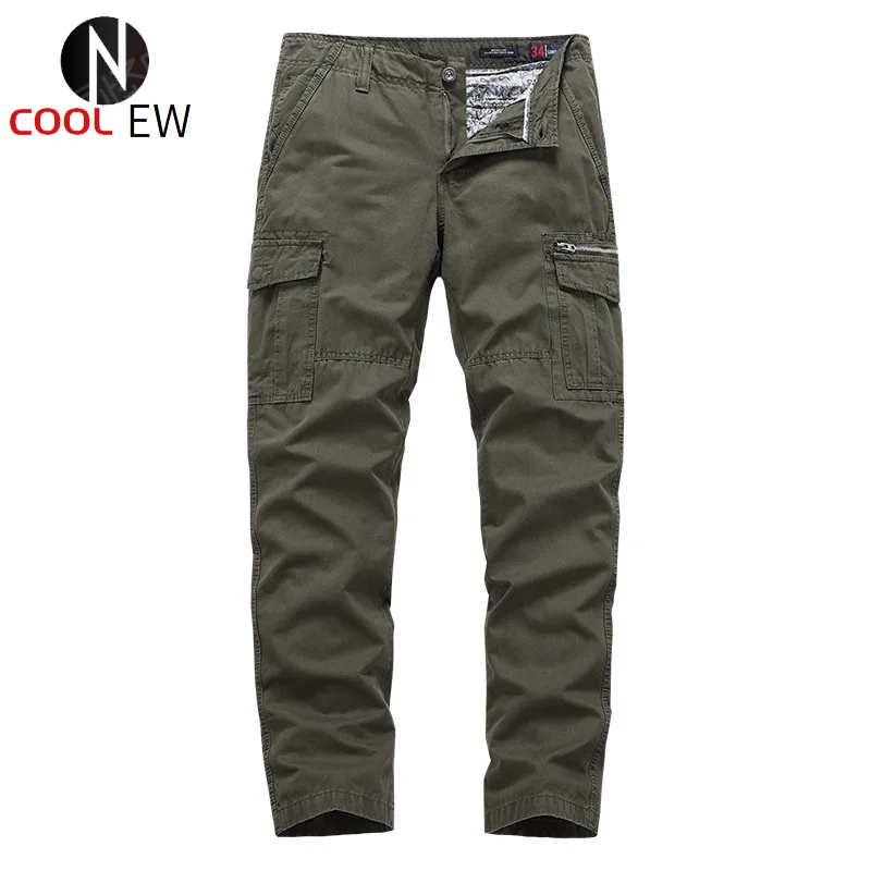 

2021 Mens Camouflage Trousers Cotton Straight Outdoor Large Size Loose Overalls Military Uniform Wear-resistant Casual Pants