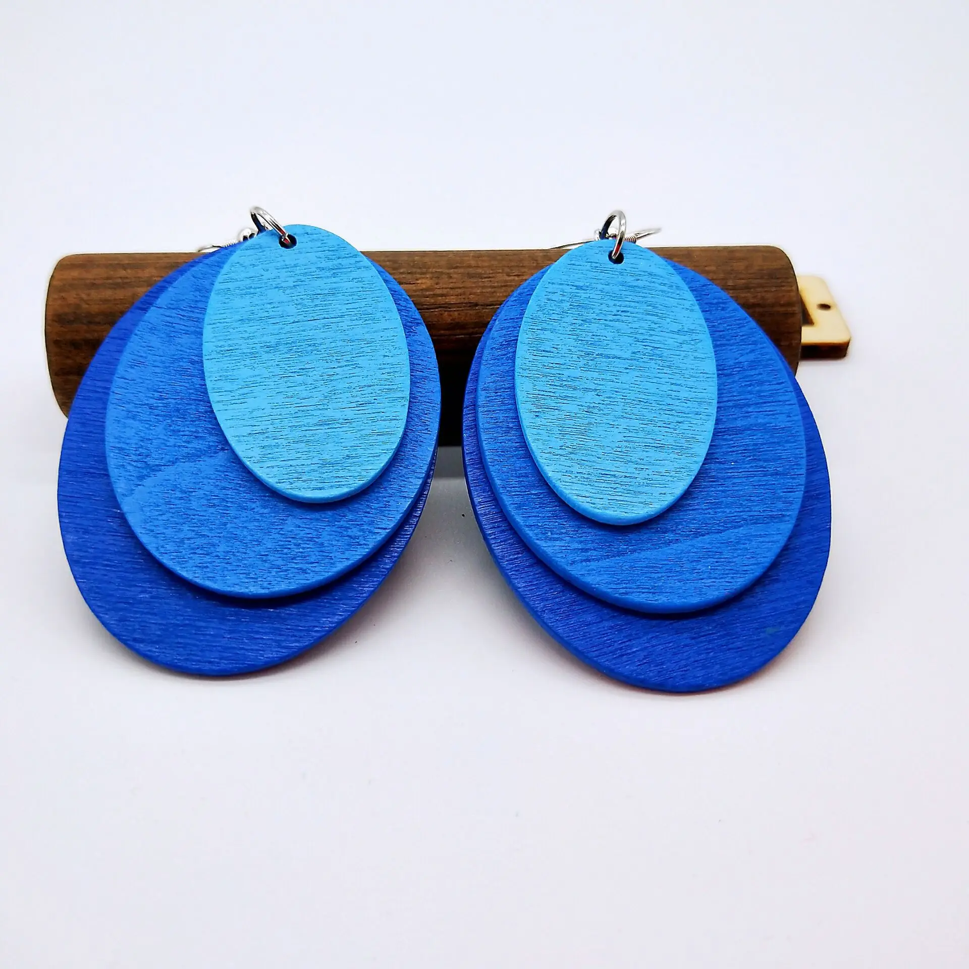 

African Earrings Ethnic Wood Wooden Dangle Earrings Blue Purple for Women Aretes Femme Mujer Party Fashion Jewelry Gift