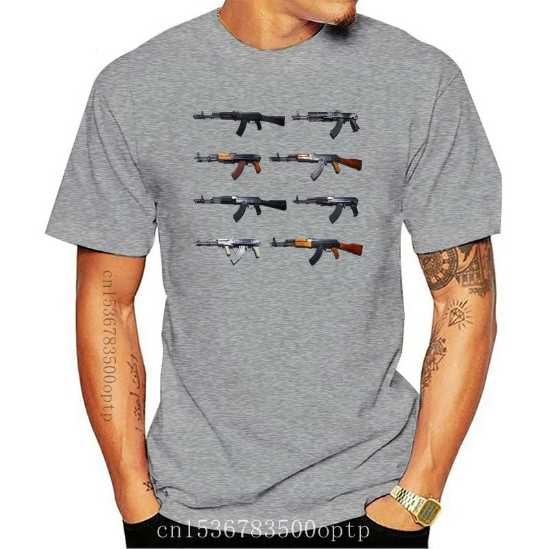 

Design 2021 Fashion 100% Cotton Slim Fit Top Russian Vintage Gun Ak47 Kalashnikov Printed White Cotton Men's T-Shirt Top t s