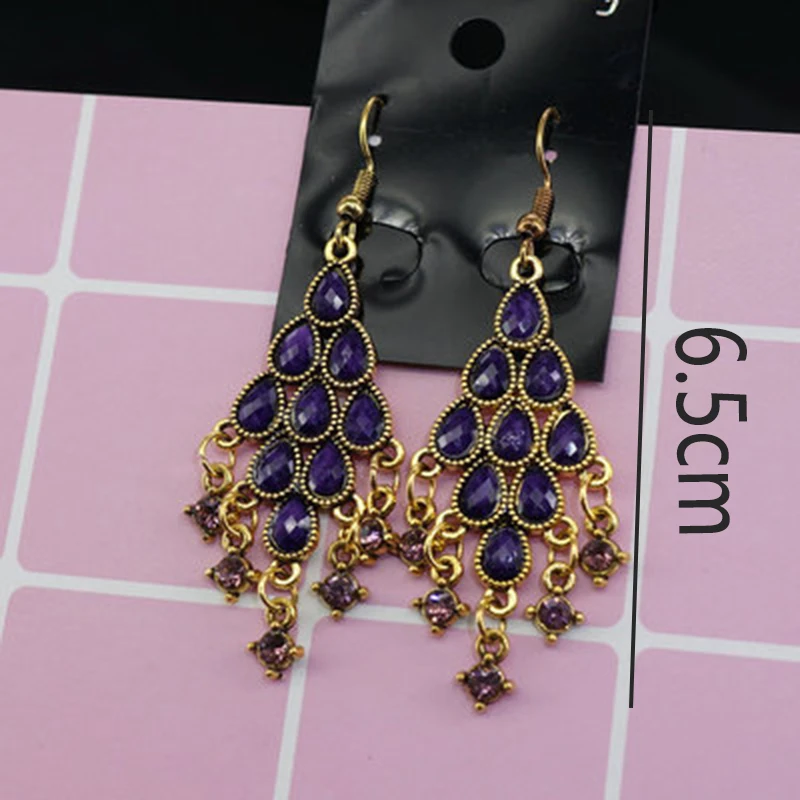 Национальный Стиль серьги для женщин сплав инкрустированные с искусственными