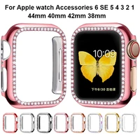 glitter diamond case for apple watch series 7 41mm 45mm 6 se 5 4 3 2 44mm 40mm 42mm 38mm woman watch cover protector pc bumper
