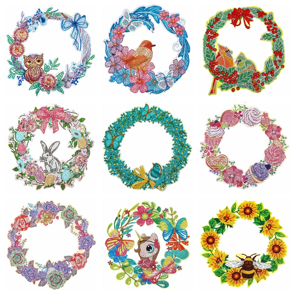 

New DIY Diamond Painting Wreath Kit for Door Home Wall Decoration Special Shaped Drill Diamond Embroidery Kit Cross Stitch