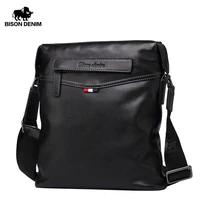 bison denim bag men classic genuine leather crossbody bag business shoulder bag large capacity ipad messenger bag black n2490 1