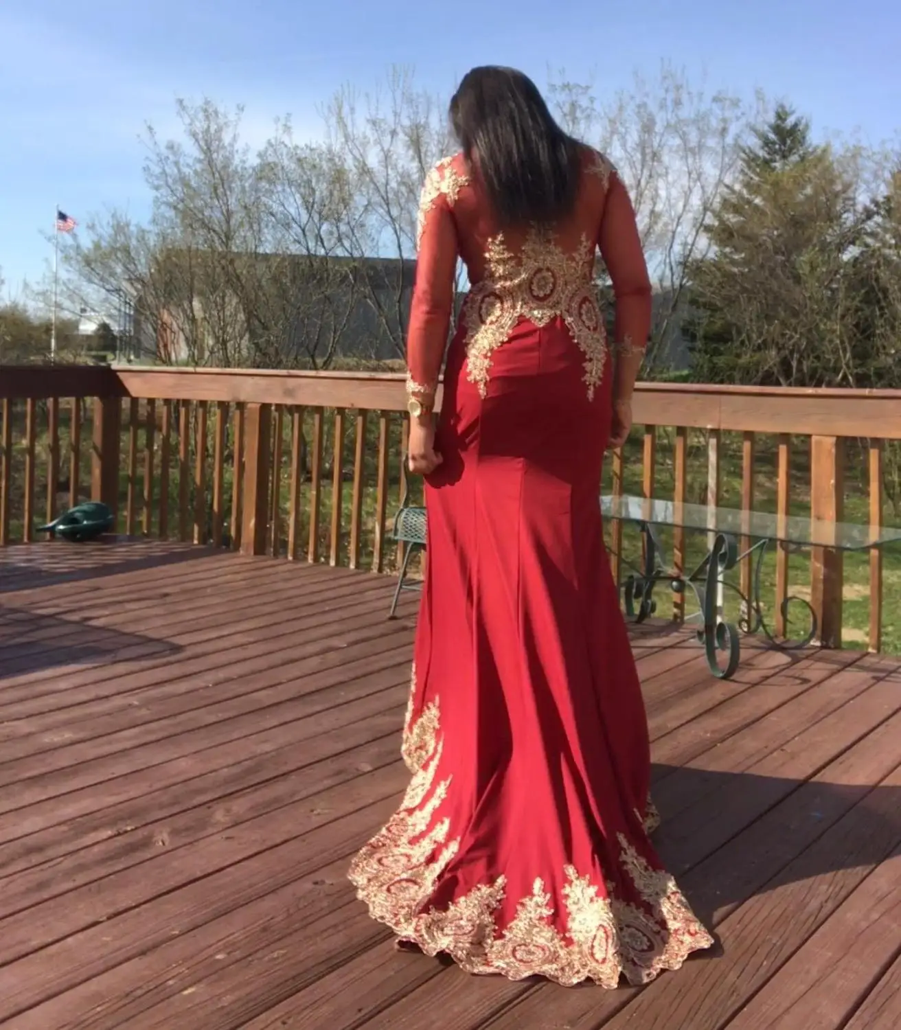 Длинные красные платья русалки для выпускного вечера Золотое вечерние жевное