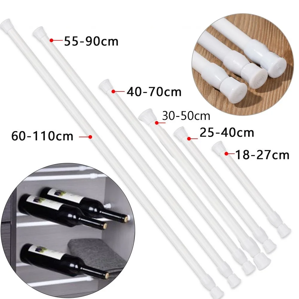 Multi Purpose Extendable Rod Spring Loaded Curtain Wardrobe Telescopic Sticks Net Voile Tension Rail Pole Hanging Adjustable Rod images - 6