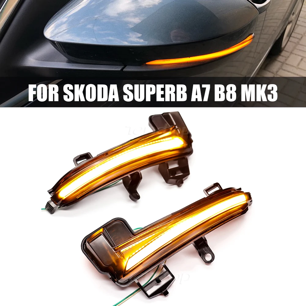 

Динамический светодиодный поворотник, боковой зеркальный мигающий индикатор для Skoda Superb A7 B8 MK3 III Тип 3 в 2016 2017 2018 2019
