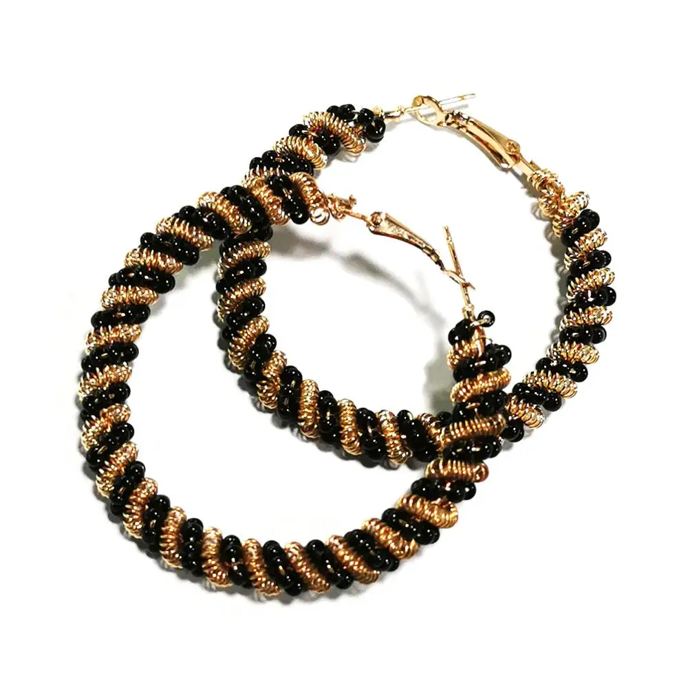 Женские серьги кольца ручной работы большие акриловые в богемном стиле