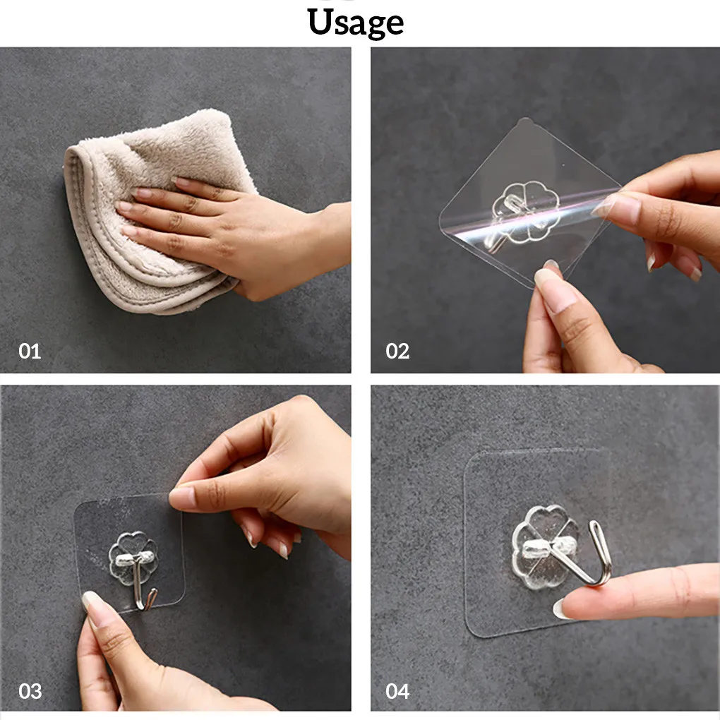 

1pc Strong Adhesive Kitchen Wall Mounted Hook Seamless Nail Free Sticky Hanger Bathroom Magic Towel Hook Bathroom Accessories