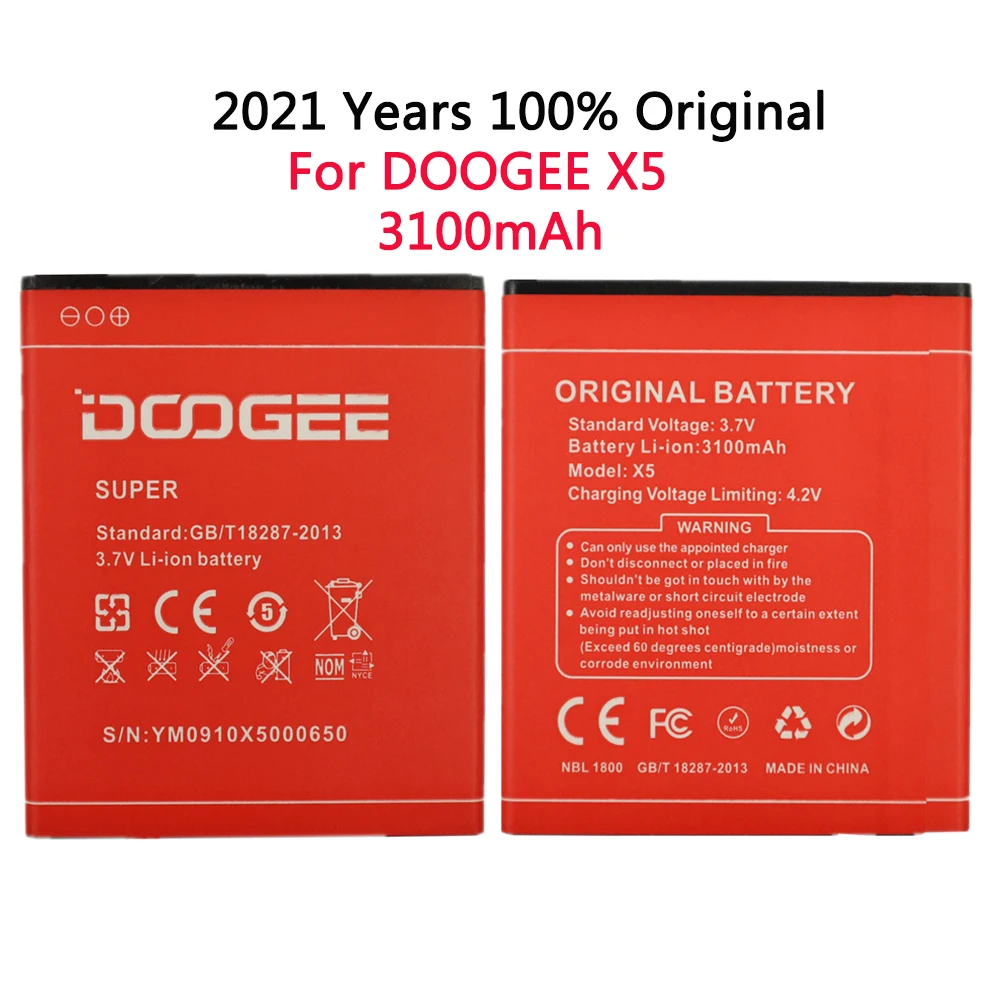 

High Capacity 3100mAh Red Colour Battery for DOOGEE X5/X5S/X5 Pro Li-ion Battery for DOOGEE X5/x5 Pro Smartphone Replacement