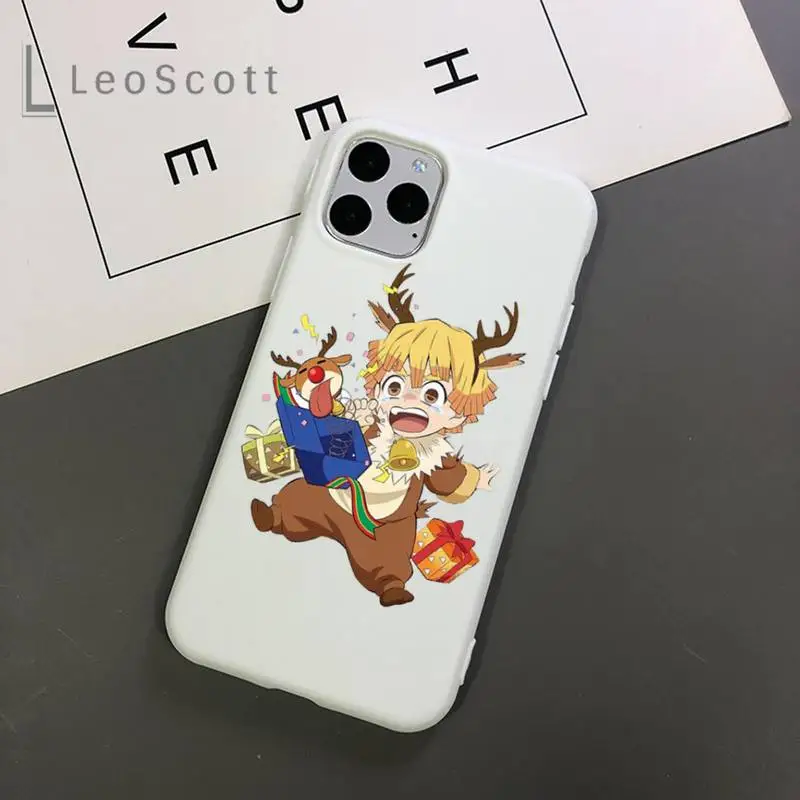 

Christmas Demon Slayer cute lovely Phone Case Candy Color for iPhone 11 12 mini pro XS MAX 8 7 6 6S Plus X 5S SE 2020 XR