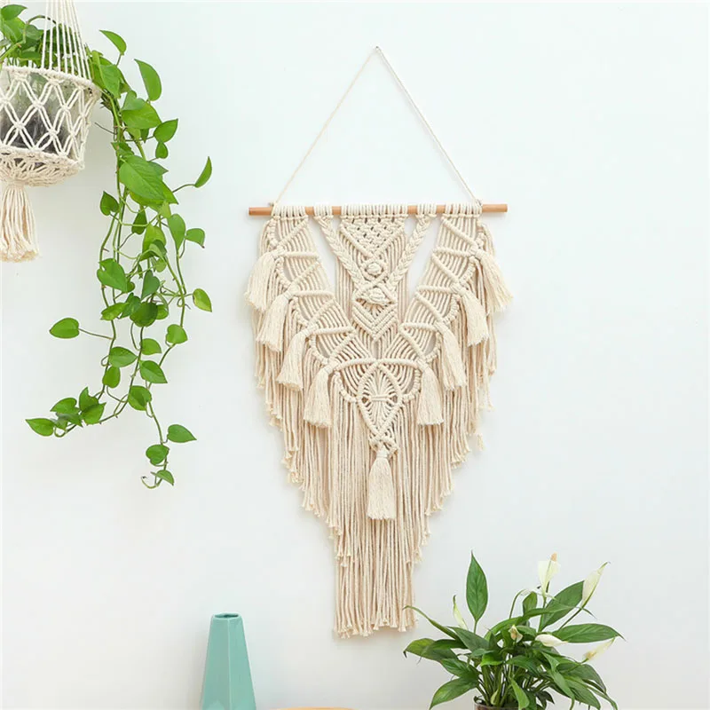 

Handmade Woven Tapestry For Bedroom Boho Decor Tassel Cotton Rope Tapestry Wall Hanging Decor Nordic Chambre Fille Decorative