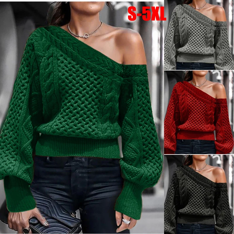 

Женский трикотажный свитер с длинным рукавом, с открытыми плечами