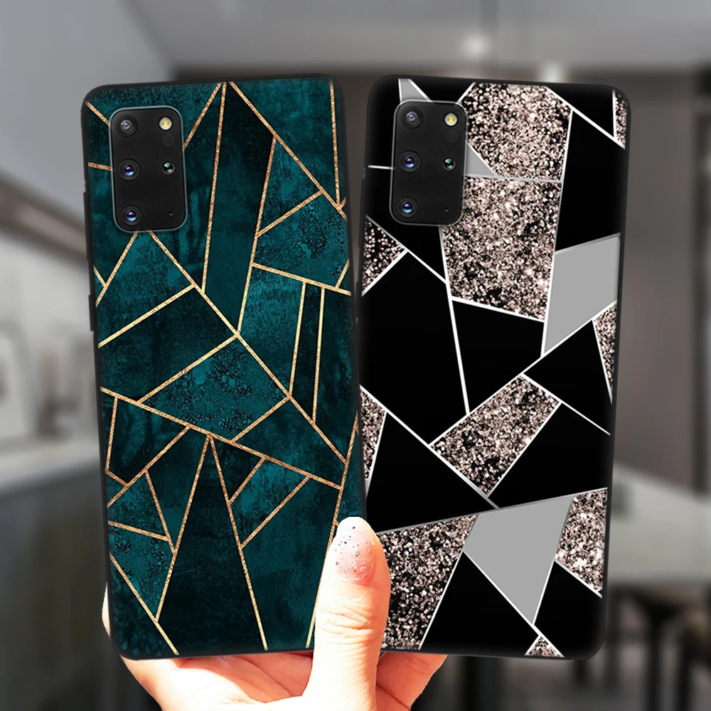 

Marble Geometric Art Phone Case For Samsung S20 FE S21 Ultra S8 S9 S10 Plus Lite S7 Edge S10E S20Plus Black Soft Silicone Cover