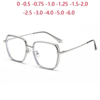 blue light blocking polygon prescription lenses nearsighted glasses anti uv400 big frame myopia spectacles 0 0 5 0 75 to 6 0