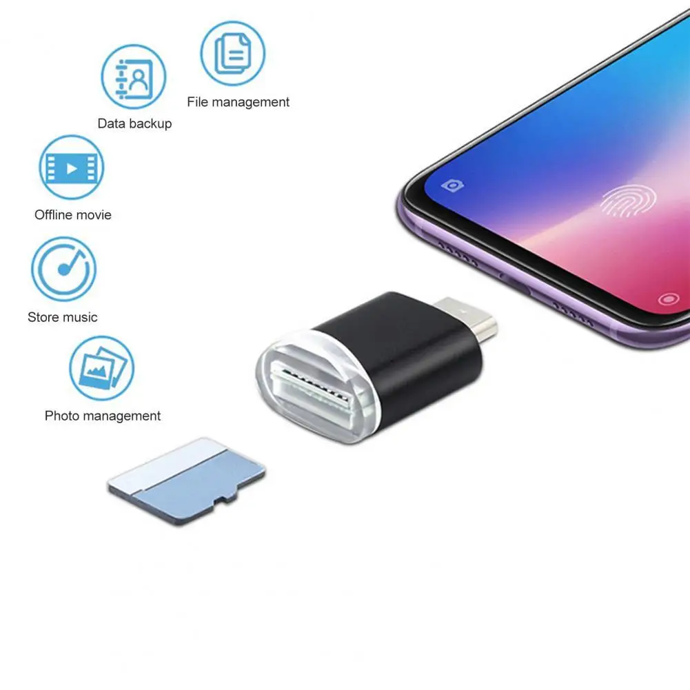 

Mini Portable Type-c OTG Adapter High Speed Aluminum Alloy Memory Card Reader