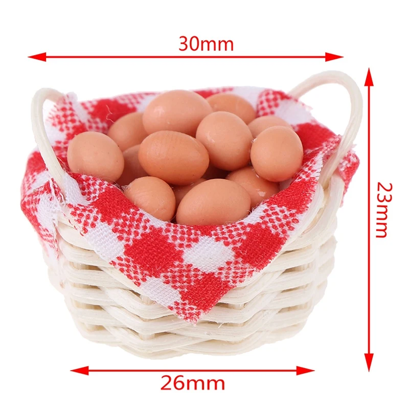 

1:12 Miniature Eggs with Bamboo Basket Dollhouse Accessories for Kitchen Farm Kids DIY Toys