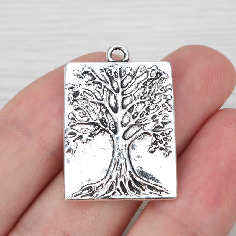 Подвеска для ожерелья серебряная прямоугольная подвеска в виде дерева тибетская