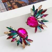 zhini new design vintage gold color crystal stud earrings for women boho rhinestone statement earring fashion jewelry gift 2020