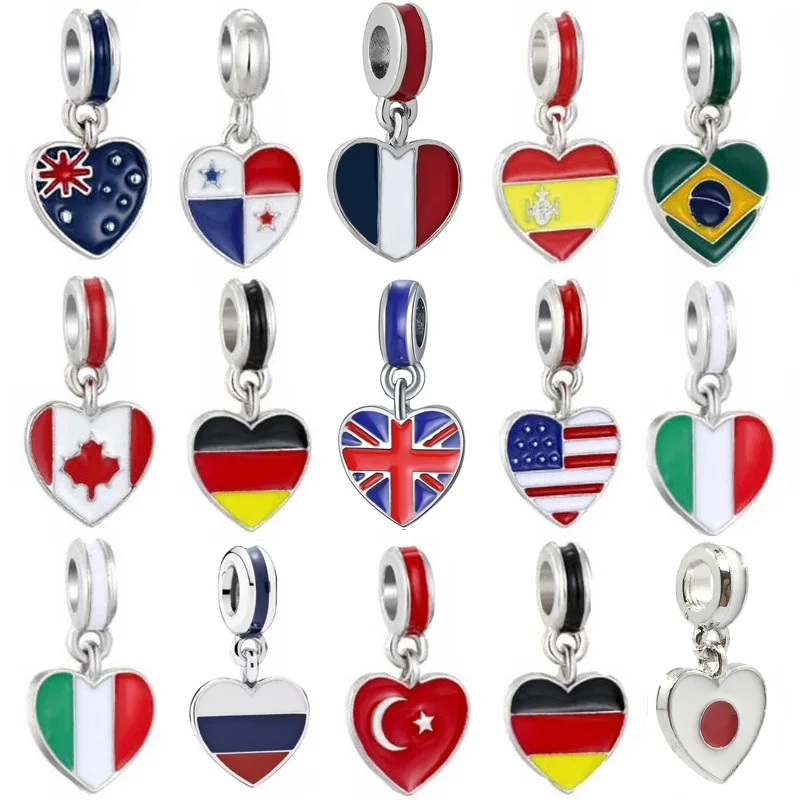 Бусины в Испании/Италии/России/Канаде/Бразилии/Германии с государственным флагом стандарта Европы подходят для браслетов-подвесок и ювели...