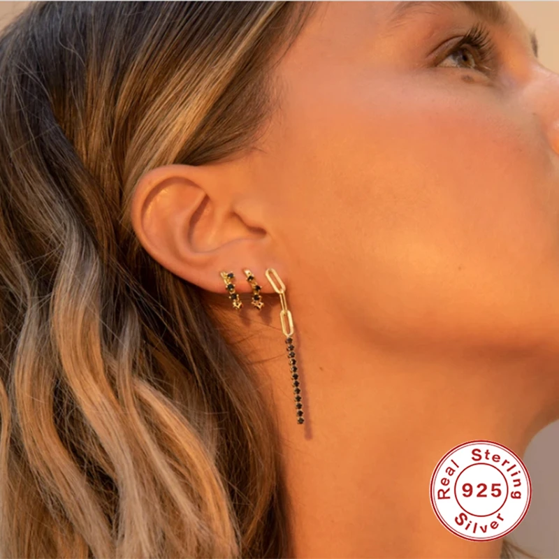 

Aide S925 Sterling Silver Hoop Earring For Woman Girls Lovers' Luxury Sparkling Water Drop Pendientes Fine Earring Wholesale