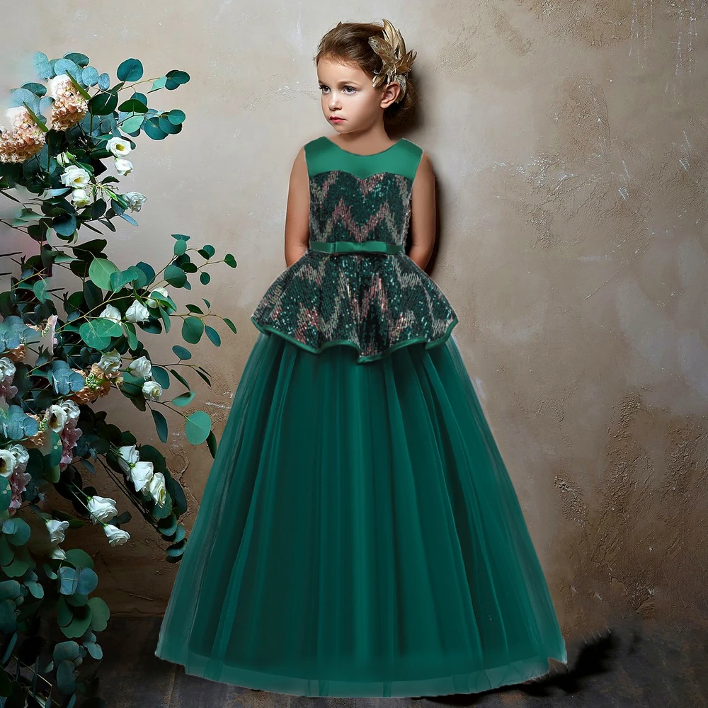 Детское платье с блестками для девочек вечернее принцессы на день рождения